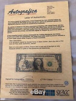 Signed Donald Trump $1 Bill, 1990 Playboy Magazine, Washington Post Photograph