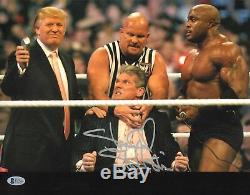 Stone Cold Steve Austin Signed WWE 11x14 Photo BAS COA Donald Trump Bob Lashley