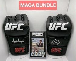 Trump + Conor McGregor REAL Autographed UFC GLOVEs + Leaf 10 Card COA