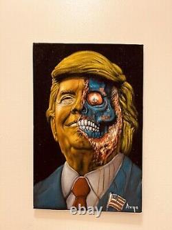 Trump artwork They Live Painting On Velvet 18x12 Original Signed