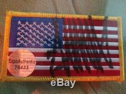 US President Donald Trump Signed Auto flag patch FUNNY IRONIC in acrylic