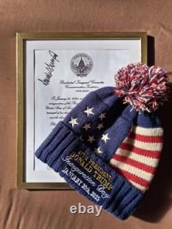 Very Rare Donald Trump Signed Invitation Copy & Inauguration Day Hat Beanie