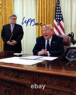 William Barr Signed Autograph 8x10 Photo with President Donald Trump Oval Office