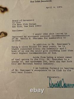 1974 Le Président Donald Trump Signé Lettre, Très Tôt Et Historique