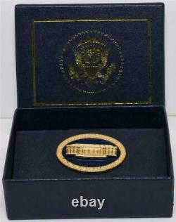 2020 Président Donald Trump Cadeau Maison Blanche Cobalt Gold West Wing Broche Signée