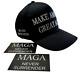 3 Trump. Officiel. Casquettes Maga Sombres. Jamais Se Rendre. + 6 Autocollants. Nouveau Design Chaud.