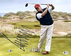 45e Président Donald J. Atout Photo Signee 11x14 America Maga Beckett Bas Golf