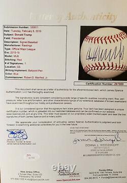 45e Président Donald Trump A Signé Oml Baseball Jsa Full Letter/psa Coa