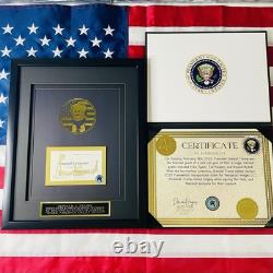 AUTENTIQUE Signature Autographe Billet Or Inauguration Donald Trump 2025