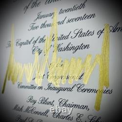 AUTENTIQUE Signature d'Autographe de Donald Trump Inauguration 2017