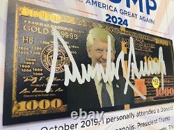 Affichage du chapeau 45e président Donald Trump signé COA MAGA par Bill Money