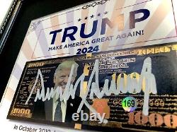 Affichage du chapeau 45e président Donald Trump signé COA MAGA par Bill Money