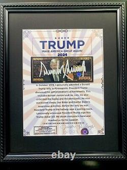 Afficher le billet signé par COA Donald Trump MAGA 45 Président Casquette d'argent