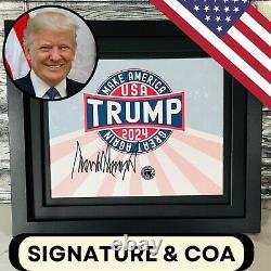 Authentique Donald Trump Autographe Signature Image signée MAGA avec COA