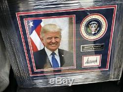 Autographe Signé Donald Trump, Signature 8x10 Encadrée, Bas Coa, Beckett, 45e Président Américain