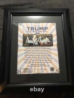 Autographe de Donald Trump encadré sur billet