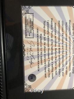 Autographe de Donald Trump encadré sur billet