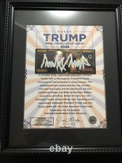 Autographe de Donald Trump encadré sur billet