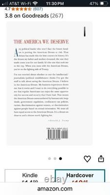 Autographe signé à la main de Donald Trump (COA JSA) L'Amérique que nous méritons (Livre)