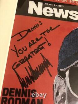 Autographié Donald Trump Newsweek Couverture À Dennis Rodman Insc Jsa Signé Lettre