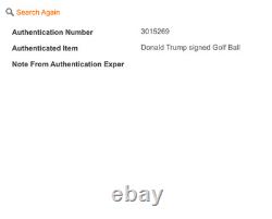 BALLE DE GOLF SIGNÉE PAR DONALD TRUMP ? MAGA avec HOLO COA AUTOGRAPHE DU PRÉSIDENT