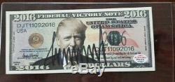 Billet D'un Dollar Signé Par Donald Trump Autographié Paas Authentifié Avec Hologramme