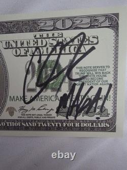 Billet de 20 $ en nouveauté signé par Charlie Kirk pour Donald Trump 2024