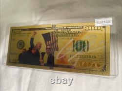 Billet de banque en plastique en feuille d'or de 100 $ signé par Charlie Kirk et Donald Trump