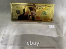 Billet de banque en plastique en feuille d'or de 100 $ signé par Charlie Kirk et Donald Trump