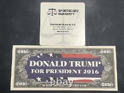 Billet de campagne signé par le président Donald Trump en 2016, certifié par SGC