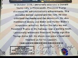 COA Donald Trump Autographié Signé Bill MAGA Afficher 45 Président Chapeau Argent