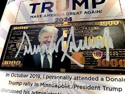 COA Donald Trump Autographié Signé Bill MAGA Afficher 45 Président Chapeau Argent