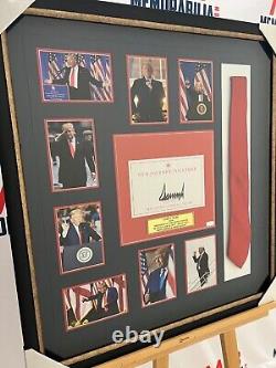 Cadre présidentiel signé par Donald Trump avec authentification