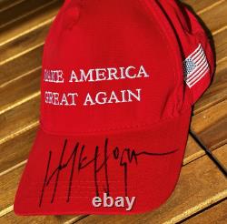 Casquette MAGA signée par Hulk Hogan, Donald Trump, Hulkamania, vendeur fiable, WWE HOF B