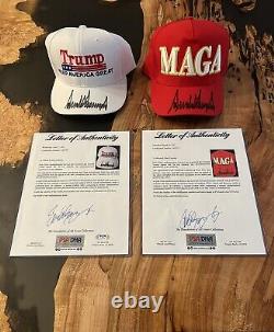 Chapeau Donald Trump LOT DE 2 signé avec Lettre d'Authenticité PSA ? RARE