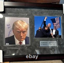 Collage de photos signé par Robert O'Neill, Navy SEAL encadré, Président Donald Trump, PSA