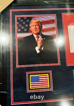 Collage encadré avec autographe du Président Donald J. Trump, avec lettre d'authenticité JSA complète