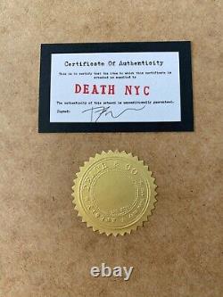 DEATH NYC Signé Grand 16x20 pouces Encadré Art urbain Graffiti de DONALD TRUMP avec certificat d'authenticité (COA)