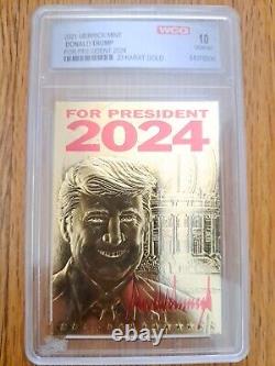 DONALD TRUMP 2024 Président Carte SIGNE EN OR 23K GEM-MINT