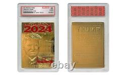 DONALD TRUMP 45ème Président Carte Sculptée en OR 23K Signature Rouge '24 GEM-MINT 10