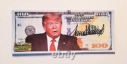 DONALD TRUMP Billet de Monopoly de 100 $ signé à la main, certificat d'authenticité inclus, sans cadre