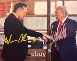DONALD TRUMP + ELON MUSK Signé 8x10 MAGA Autographes Originaux Authentiques avec COA