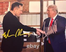 DONALD TRUMP + ELON MUSK Signé 8x10 MAGA Autographes Originaux Authentiques avec COA