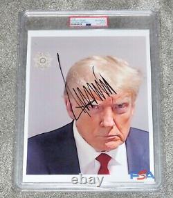 DONALD TRUMP Photo de dossier d'arrestation signée à la main 8x10 + Autographe authentifié PSA