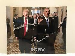 Dédicacée Président Donald Trump Et Barack Obama 8x10 Double Photo Dédicacée