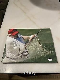 Donald J. Trump 11 X 14 Photo De Toile De Golf Signée Rare