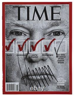 Donald J. Trump Authentic Signé 2016 Time Magazine Autographié Bas #ab77696