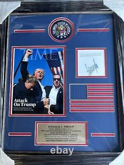 Donald J Trump, Fac-similé signé 45,47 Autographe encadré sur mesure 20-24 Collage