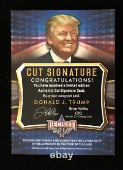 Donald J. Trump Président Des États-unis / 2016 Décision Cut Signature Autographe Autocard
