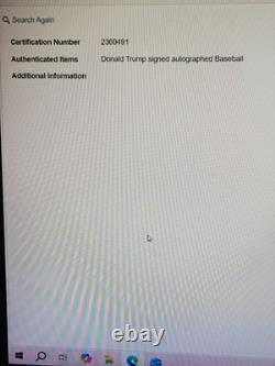 Donald J. Trump, président des États-Unis, balle de baseball signée et autographiée, avec certificat d’authenticité/hologramme/boîtier